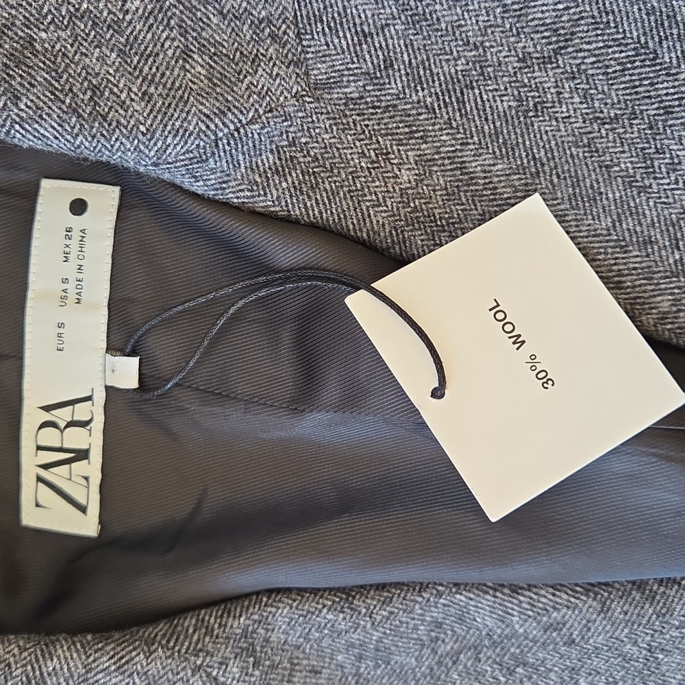 NWT Zara Charcoal Double-Breasted Cropped Blazer - Picture 2 of 9